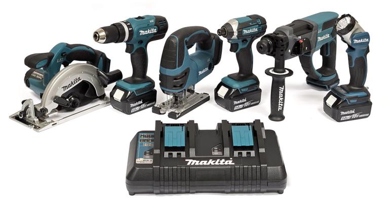 סט 6 כלים 18V נטען 3 סוללות 5A ומטען כפול MAKITA DLX6068PT
