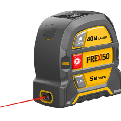 סרט מדידה 5 מטר ומד טווח לייזר 40 מטר נטען PREXISO PLT-40LI