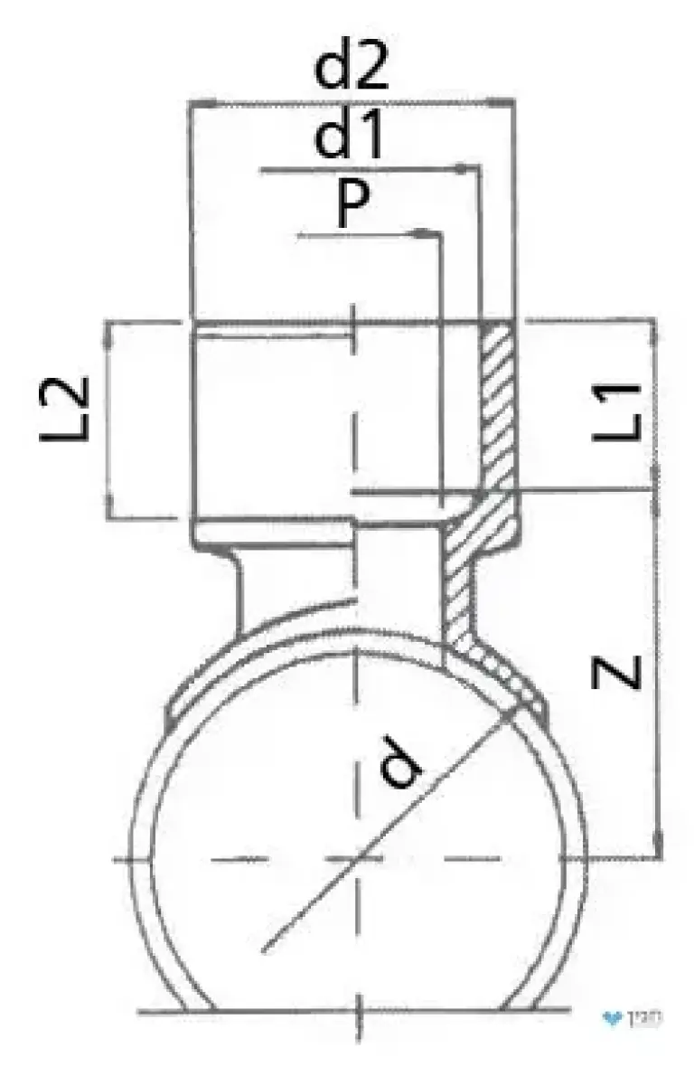 רוכב הדבקה על צינור - יציאה הדבקה פנים/חוץ 40 × (32) 90